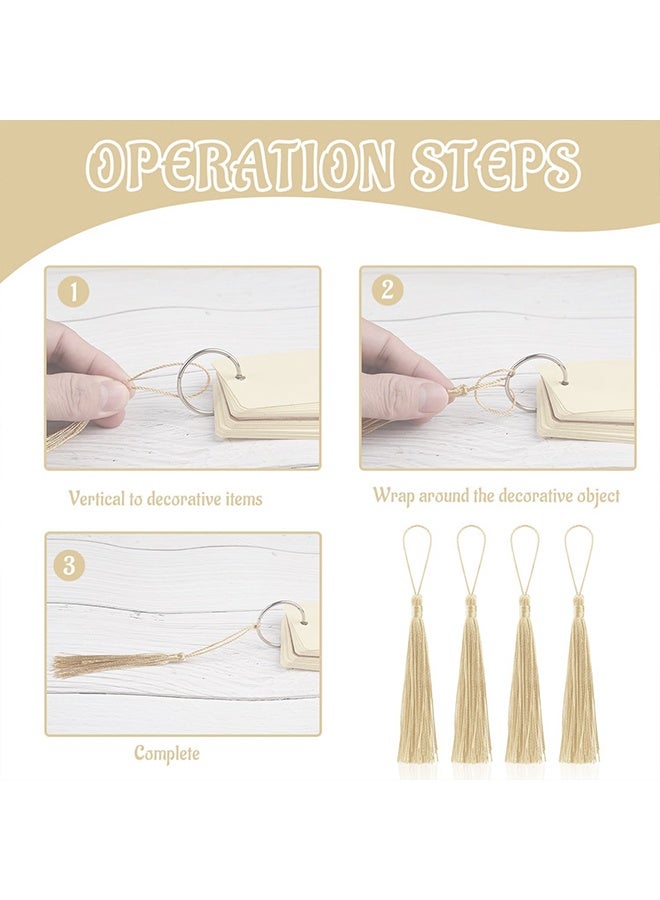 Wffo 100 Pcs Bookmark Tassels with Tight Knot 13cm/5 Inch for Crafts Bookmarks Jewelry Making Graduation Gifts DIY Phone Accessory (Cream) - Image 4